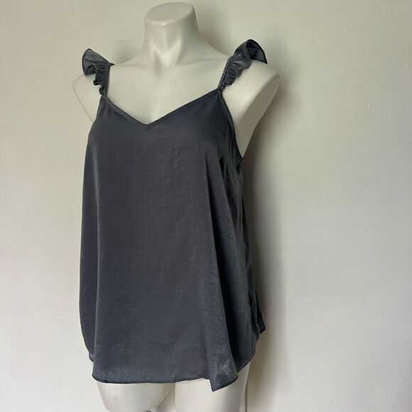 L C Lauren Conrad satin ruffle strap tank top - Picture 7 of 7